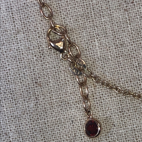 Solid Stamped 14K Yellow Gold Italy Natural Garnet & Diamond Butterfly Necklace - Picture 10 of 16
